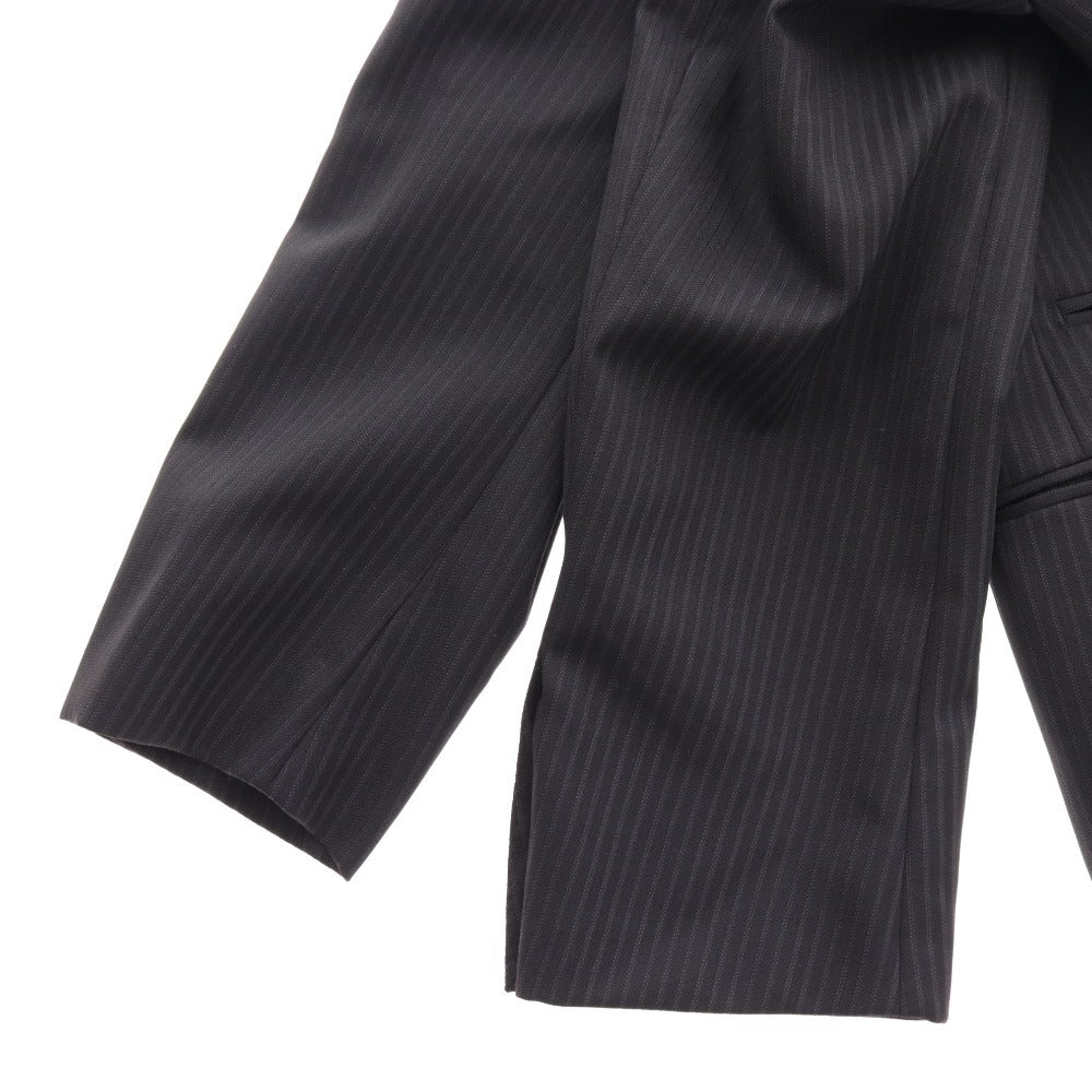 ■ Hermes suit set up top bottom center vent single hem stripe men size 50 black