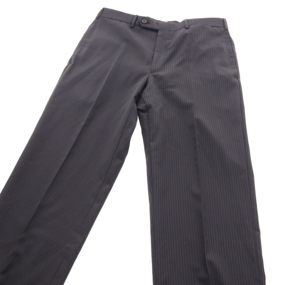 ■ Hermes suit set up top bottom center vent single hem stripe men size 50 black