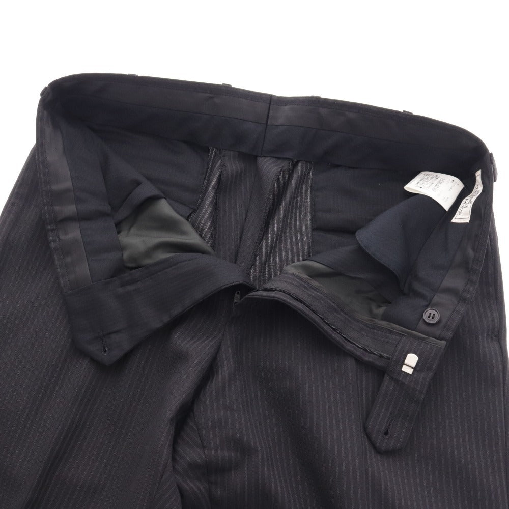 ■ Hermes suit set up top bottom center vent single hem stripe men size 50 black