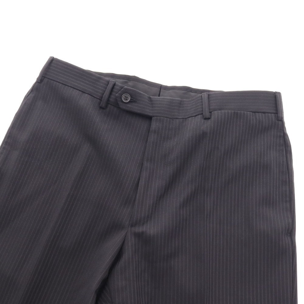 ■ Hermes suit set up top bottom center vent single hem stripe men size 50 black