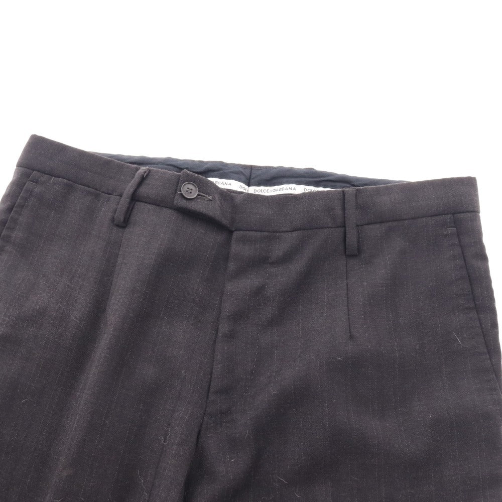 ■ ドルチェアンドガッバーナ スラックス ボトムス 裾シングル ウール メンズ 48 ダークグレー系