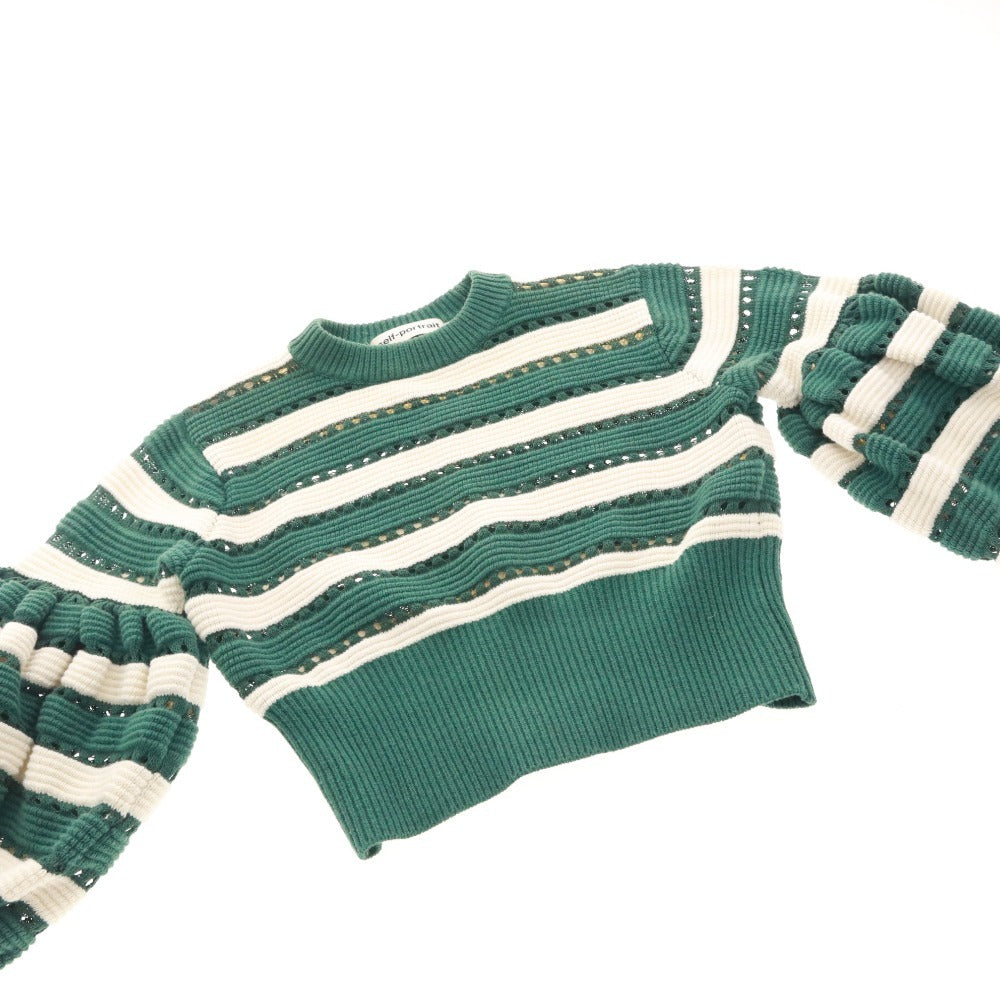 ■ セルフポートレート Self-Portrait ニット セーター 長袖 トップス ボーダー レディース S グリーン系