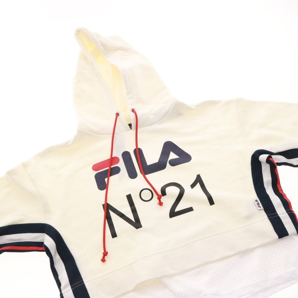 N°21 x FILA Numero Ventuno Fila Long Sleeve Hoodie 13-C100 Top Sweatshirt Sporty Women's XS Ivory