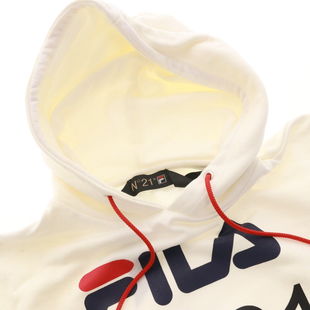 N°21 x FILA Numero Ventuno Fila Long Sleeve Hoodie 13-C100 Top Sweatshirt Sporty Women's XS Ivory