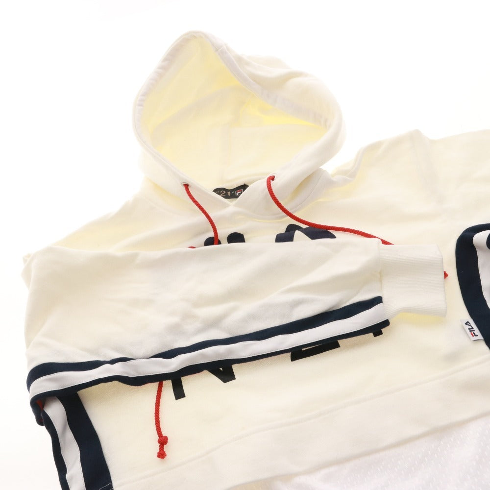N°21 x FILA Numero Ventuno Fila Long Sleeve Hoodie 13-C100 Top Sweatshirt Sporty Women's XS Ivory