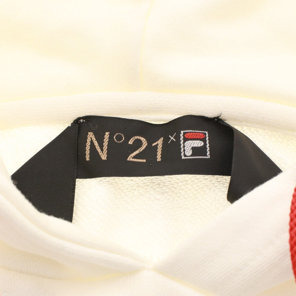 N°21 x FILA Numero Ventuno Fila Long Sleeve Hoodie 13-C100 Top Sweatshirt Sporty Women's XS Ivory