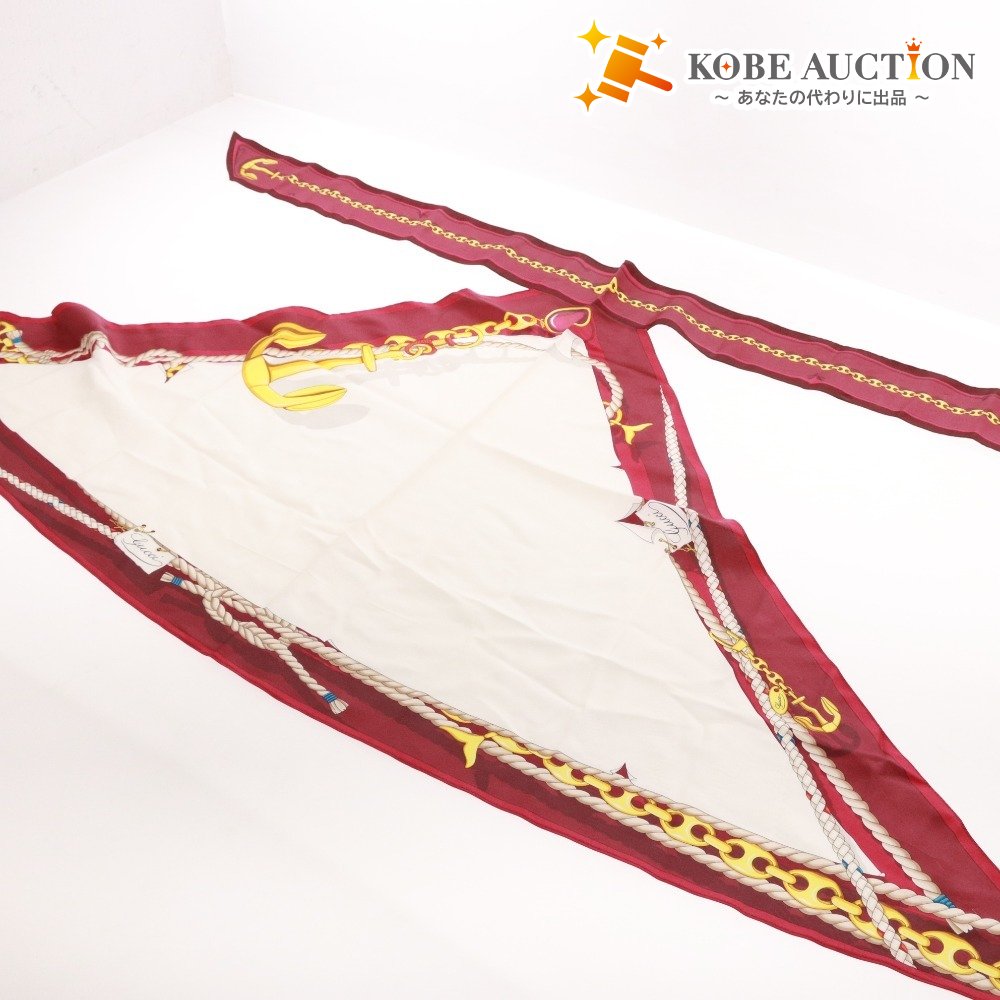 ■ グッチ GUCCI スカーフトップス ノースリーブ トップス 大判スカーフ シルク100％ ピンク ボルドー系