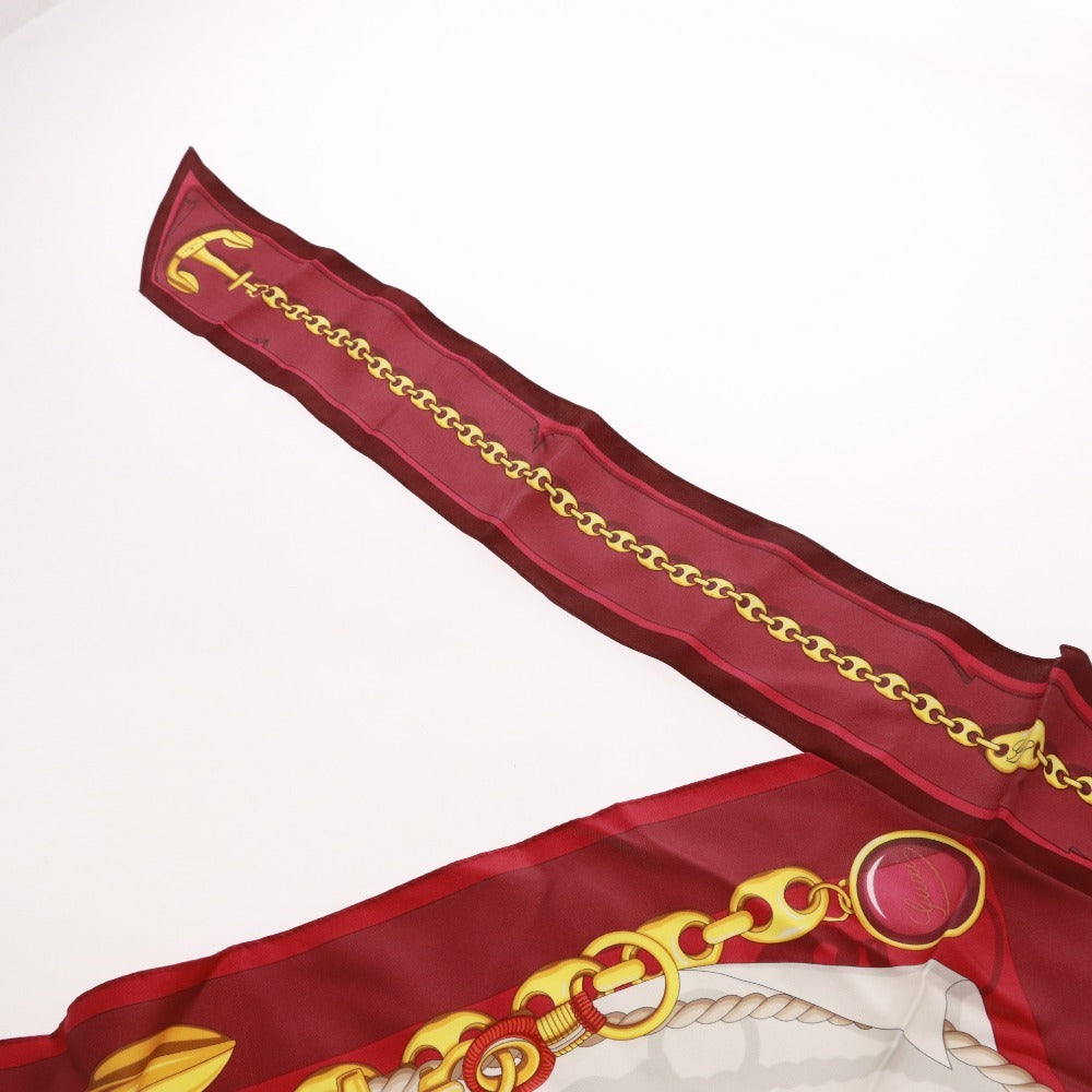 ■ グッチ GUCCI スカーフトップス ノースリーブ トップス 大判スカーフ シルク100％ ピンク ボルドー系