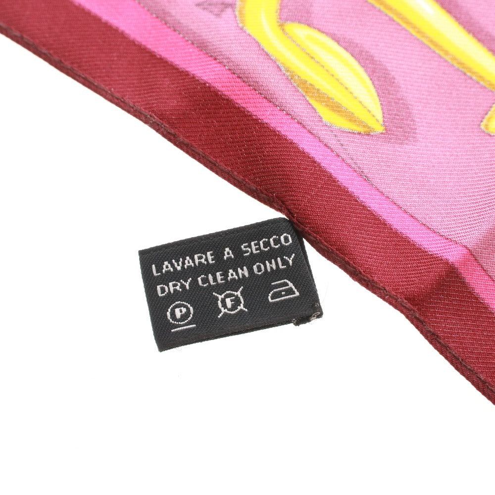 ■ グッチ GUCCI スカーフトップス ノースリーブ トップス 大判スカーフ シルク100％ ピンク ボルドー系