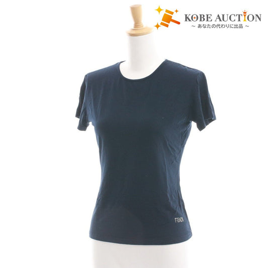 ■ フェンディ カットソー Tシャツ 半袖 トップス ラインストーン ロゴ レディース ネイビー