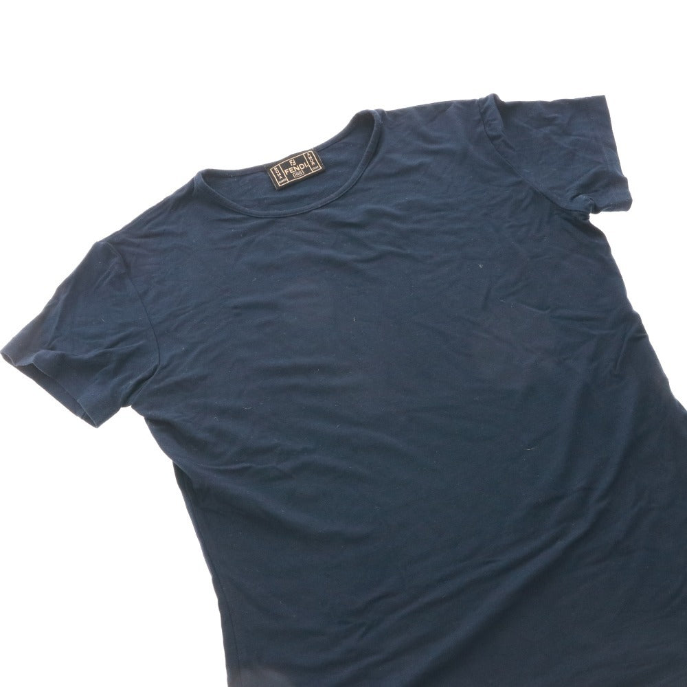 ■ フェンディ カットソー Tシャツ 半袖 トップス ラインストーン ロゴ レディース ネイビー