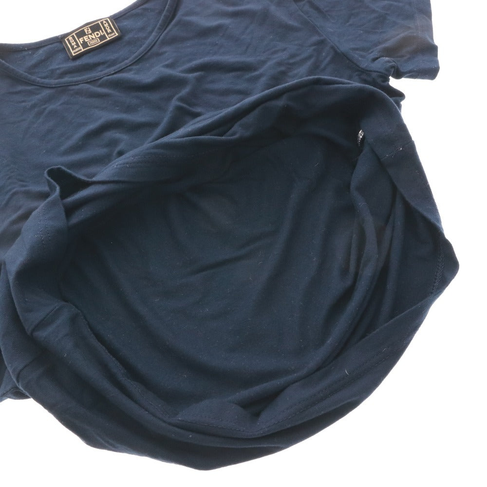 ■ フェンディ カットソー Tシャツ 半袖 トップス ラインストーン ロゴ レディース ネイビー