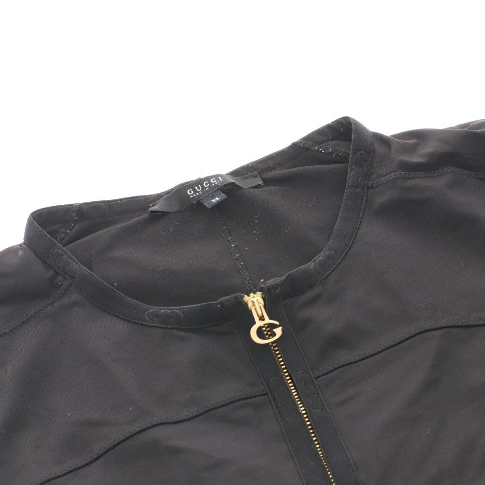 ■ GUCCI グッチ ジップアップトップス 長袖 GGマーク レディース M ブラック