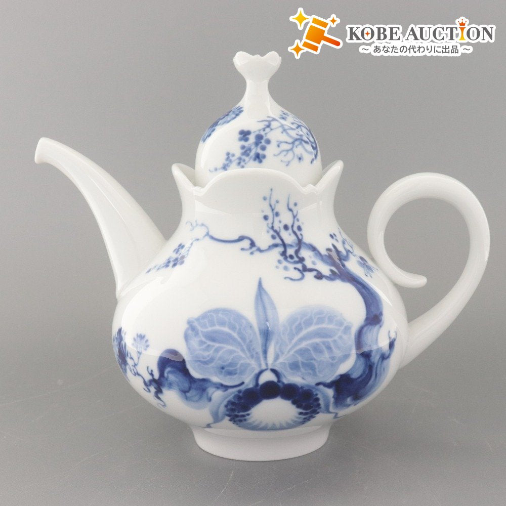 ■ MEISSEN マイセン ブルーオーキッド ティーポット コーヒー 陶器 磁器 洋食器 青白