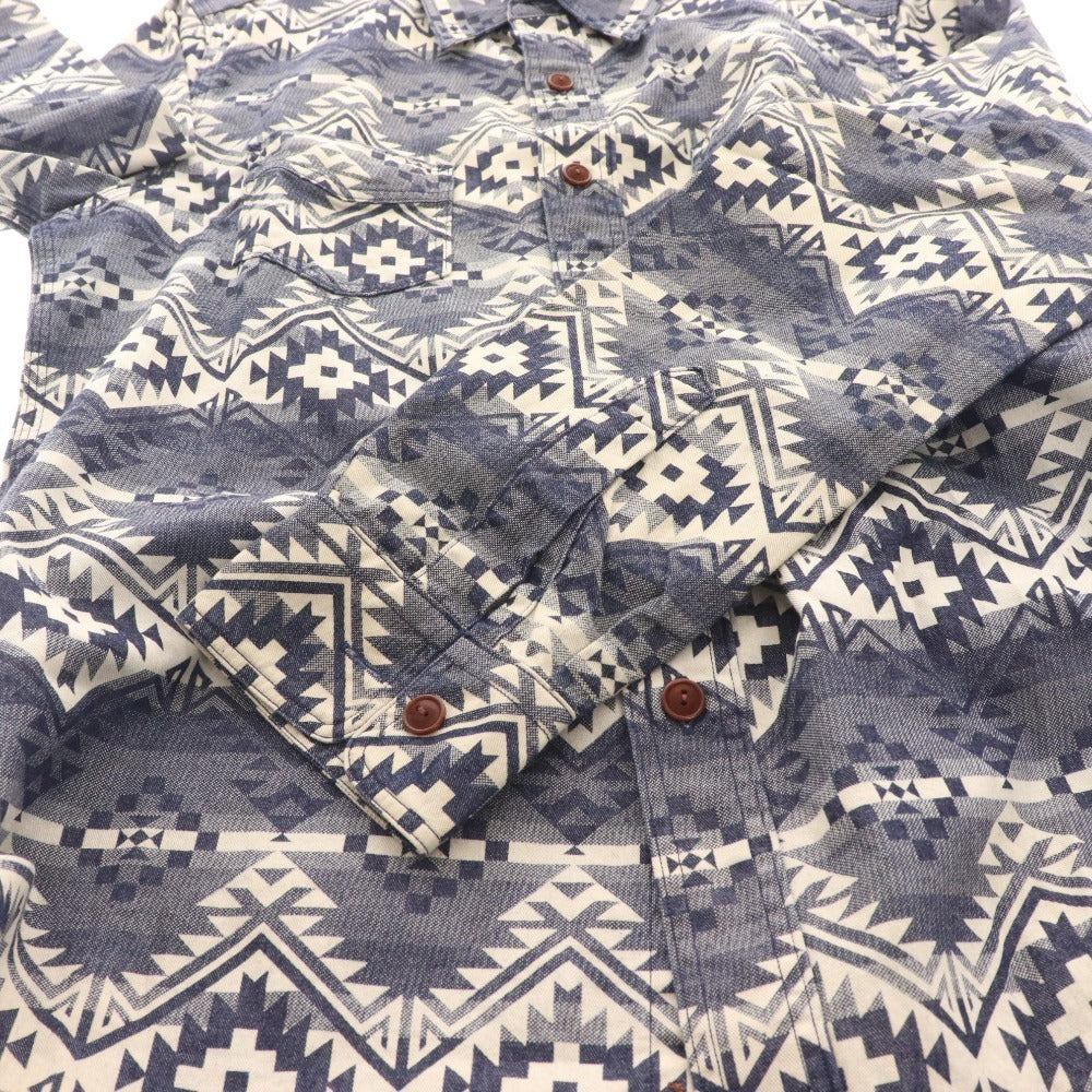 ■ Gerard Shirt Long Sleeve Top Cowboy Brand All-Over Print Cotton Men's M Blue