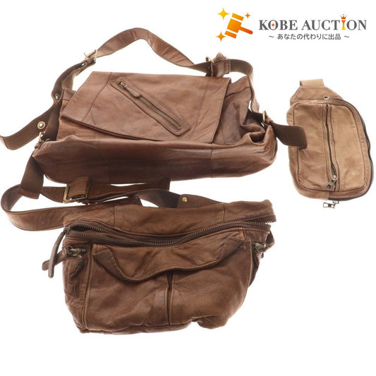 ■ Greed Shoulder bag, body bag, pouch, 3-piece set, bulk sale, bag, leather, men's, brown