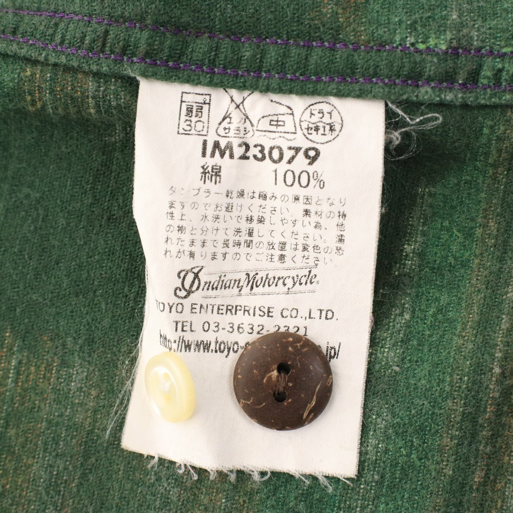 ■ インディアン シャツ 長袖 トップス 総柄 メンズ M グリーン ブラウン