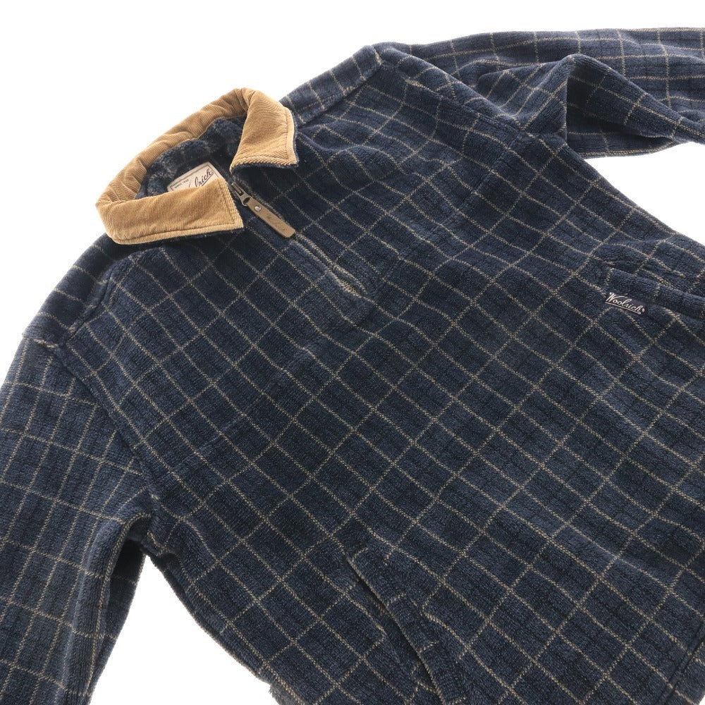 ■ ウールリッチ ジャケット プルオーバー アウター フリース チェック メンズ M ネイビー