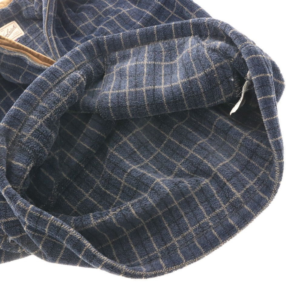 ■ ウールリッチ ジャケット プルオーバー アウター フリース チェック メンズ M ネイビー