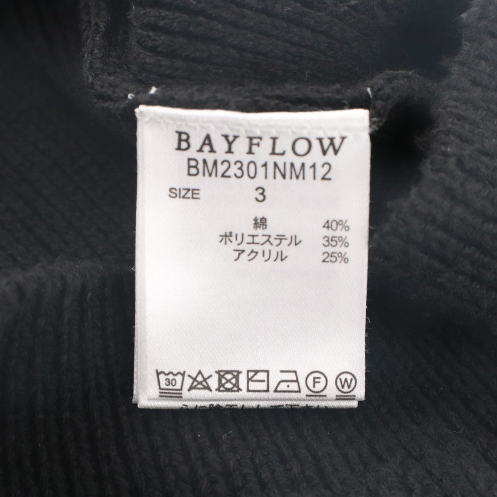 ■ PENNEY'S x BAYFLOW Collaboration Knit Top Crew Neck Long Sleeve One-Point Men's Size 3 Black