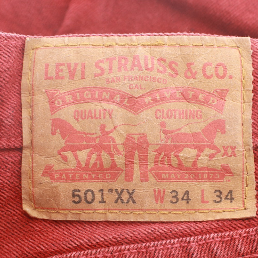 ■ LEVI'S リーバイス ジーンズ パンツ ボトムス 501XX カラージーンズ ボタン ポケット メンズ 34 レッド系