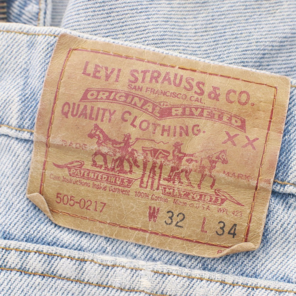 ■ LEVI'S リーバイス ジーンズ パンツ ボトムス 505-0217 ファスナー ポケット コットン アメリカ製 メンズ 32 ライトブルー系