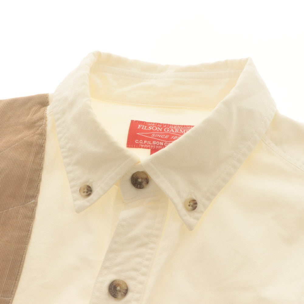 ■ FILSON GARMENT フィルソン シャツ 長袖 トップス ボタンダウン ハンティングシャツ メンズM ホワイト ブラウン ピンクベージュ系