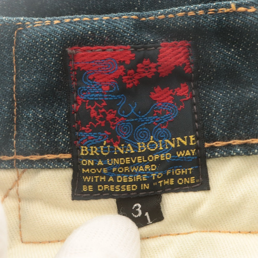 ■ BRU NA BOINNE ブルーナボイン ジーンズ パンツ ボトムス デニム ボタンフライ コットン メンズ W31 L34 インディゴ