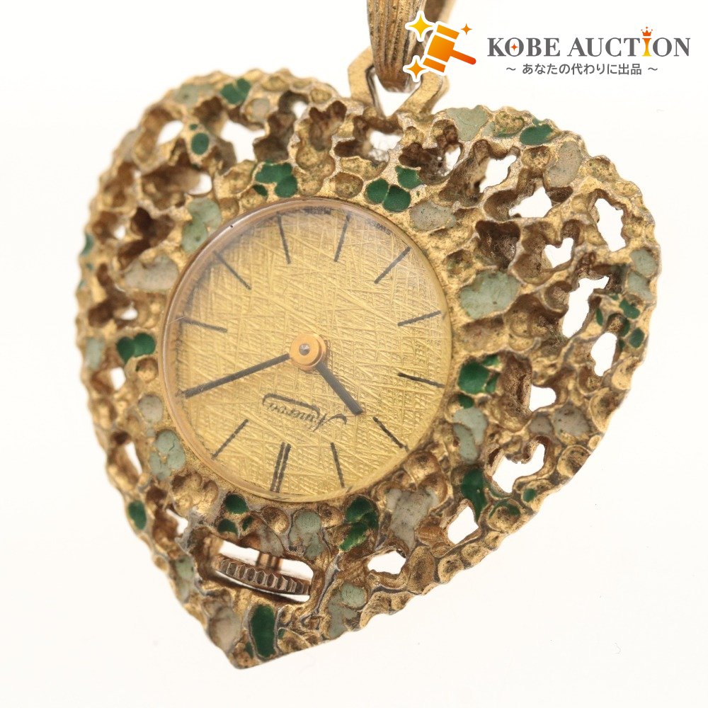 ■ Minerva ミネルヴァ 懐中時計 ネックレス 手巻き 文字盤 ハート 総柄 スイス製 総重量 28g メンズ レディース ゴールド ジャンク