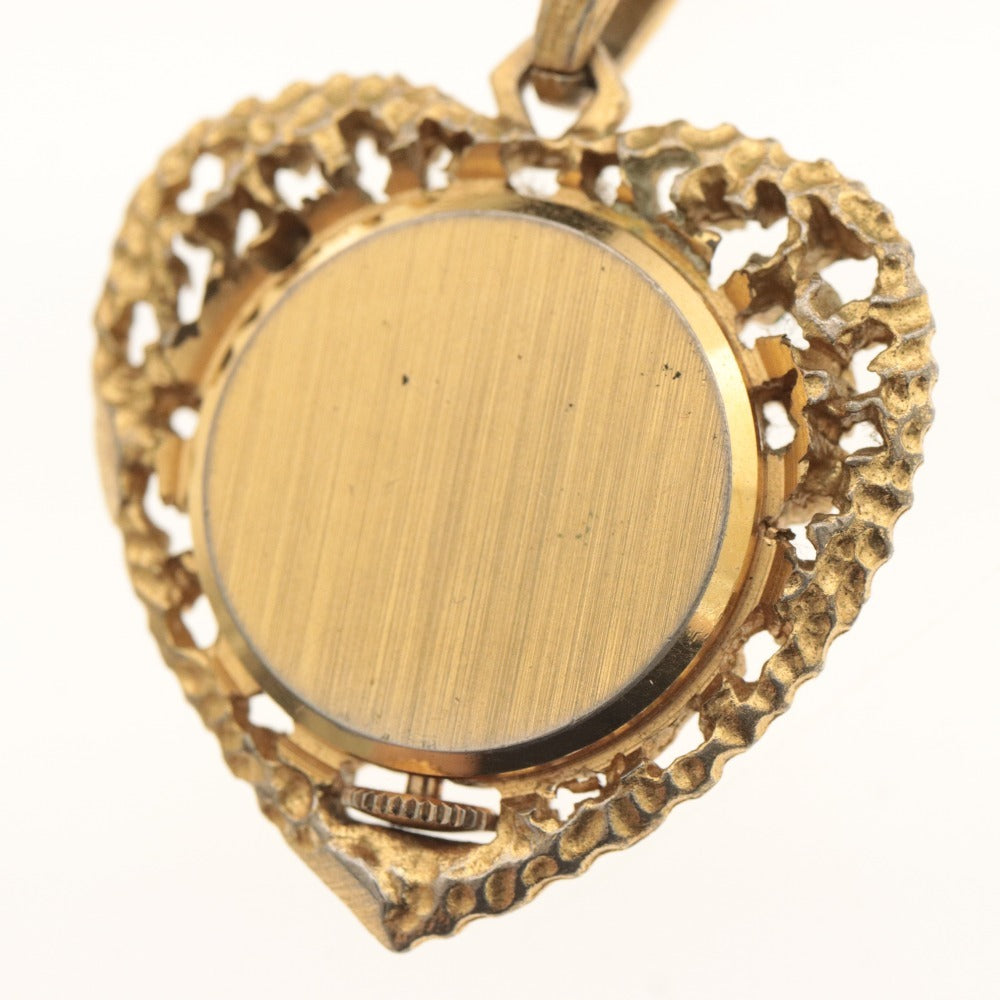 ■ Minerva ミネルヴァ 懐中時計 ネックレス 手巻き 文字盤 ハート 総柄 スイス製 総重量 28g メンズ レディース ゴールド ジャンク