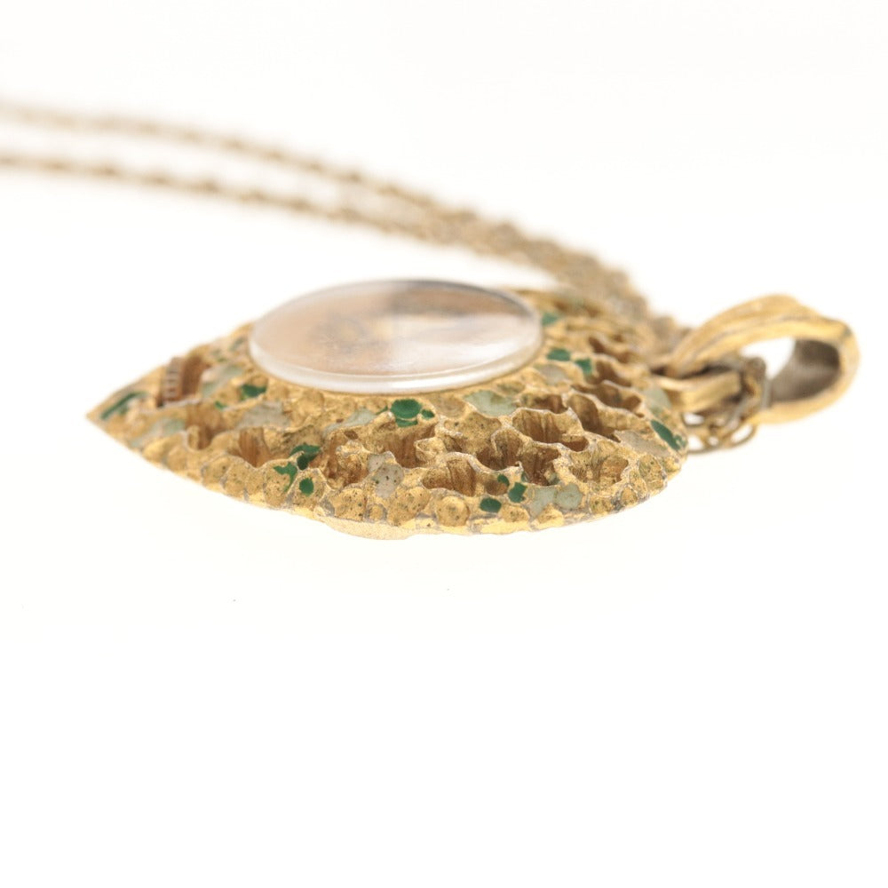 ■ Minerva ミネルヴァ 懐中時計 ネックレス 手巻き 文字盤 ハート 総柄 スイス製 総重量 28g メンズ レディース ゴールド ジャンク