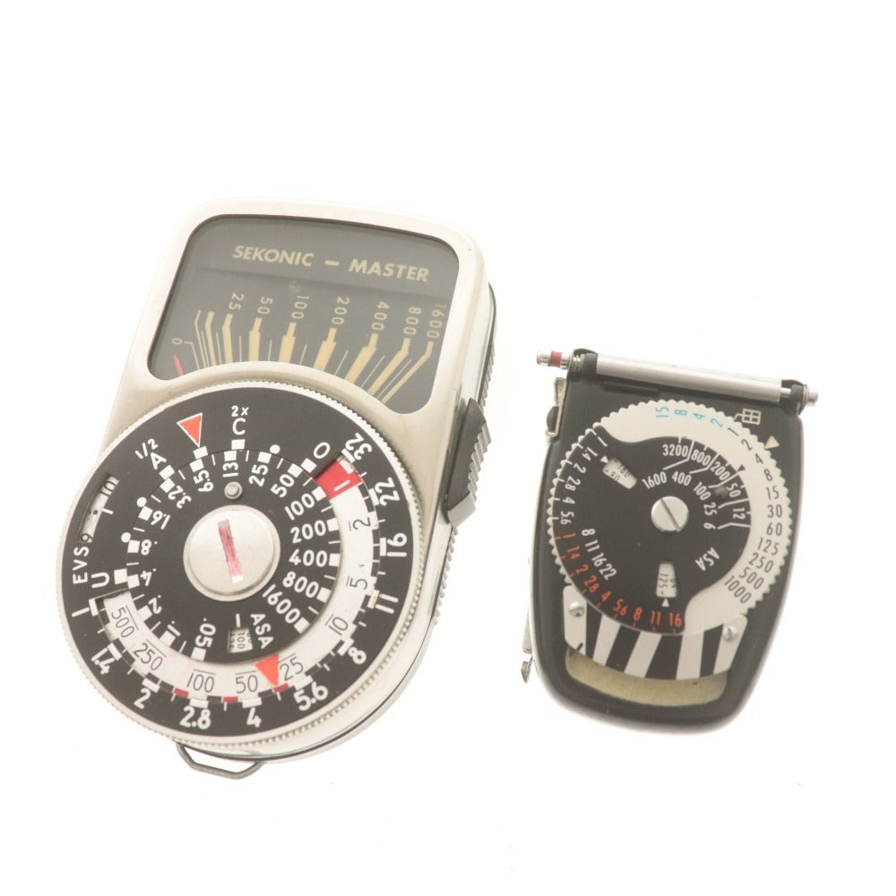 ■ 4-piece camera lens set (bulk sale) E-LUCKY 1:4.0 f=38mm, FUJINAR-E Hexar 1:4.5 f=9cm, 5cm, 75mm, with accessories, light meter, and belt