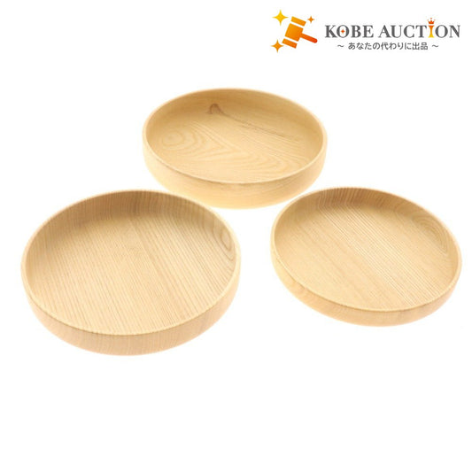 ■ Mountain Utsuwa Vivafude Plate 3-piece set Wooden Outdoor Camping Tableware Gear Box included Unused