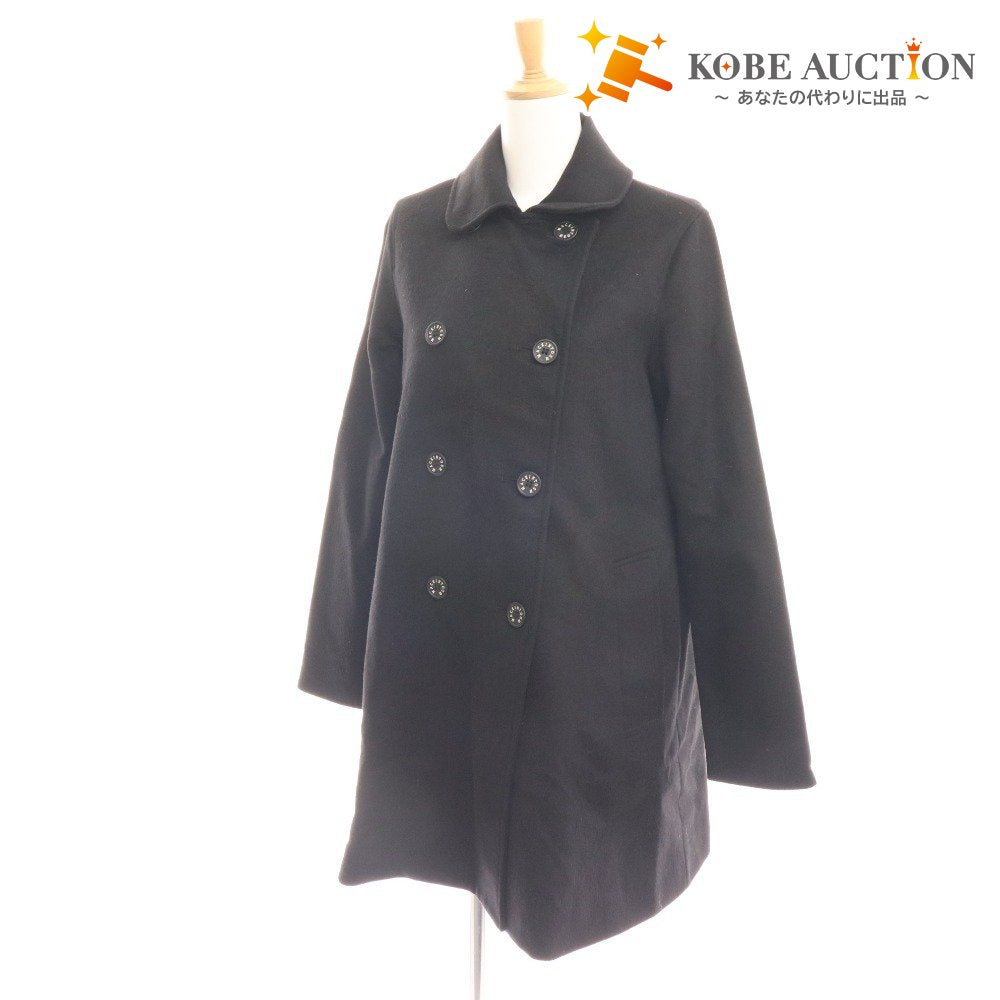 ■ Mackintosh Long Coat P Coat Jacket Outerwear 100% Wool Women's Size 36 Black