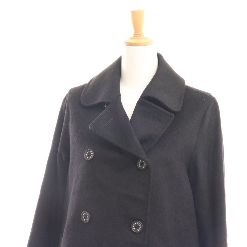 ■ Mackintosh Long Coat P Coat Jacket Outerwear 100% Wool Women's Size 36 Black