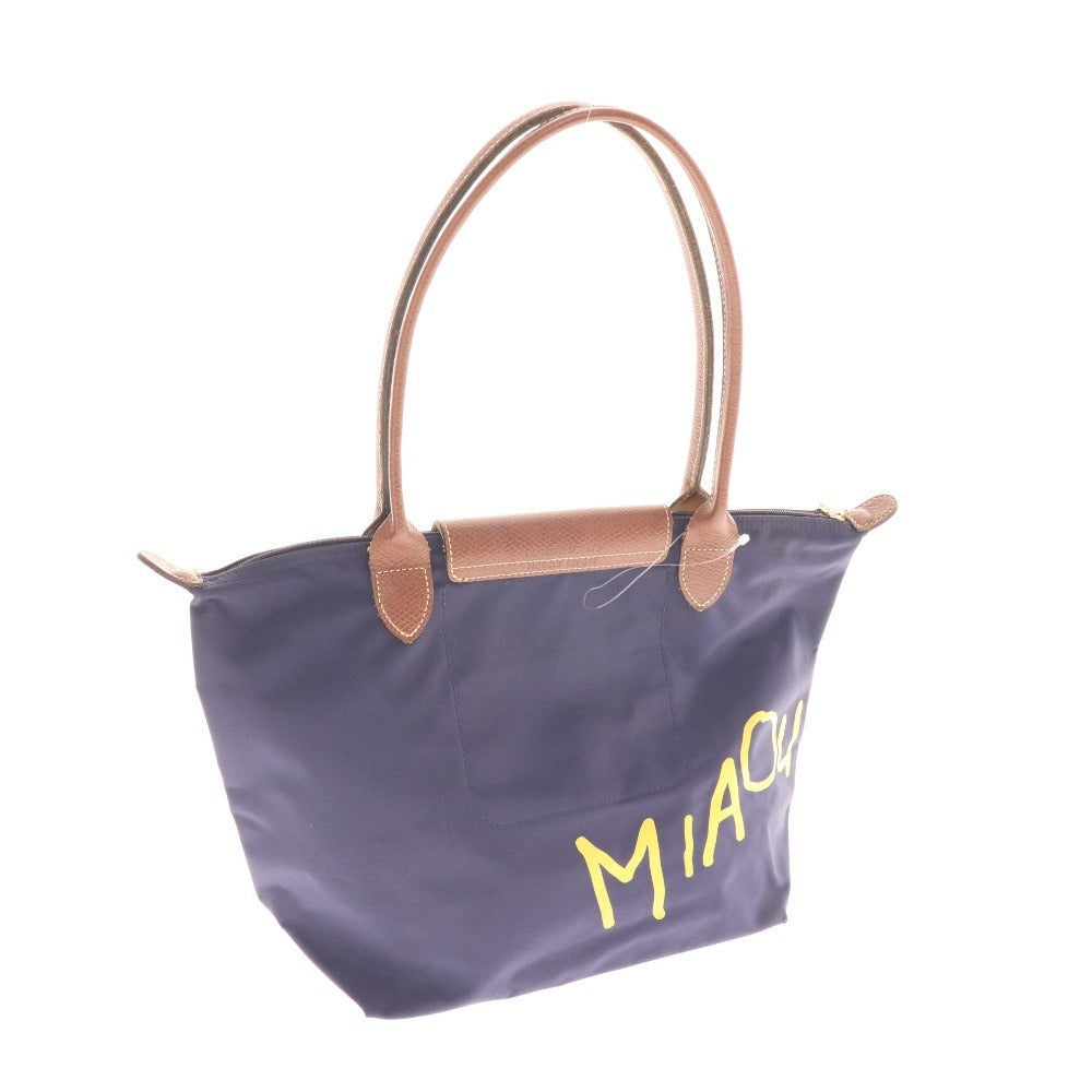 ■ Longchamp Tote Bag Miao Le Pliage Cat Handbag Nylon Tote Women's Navy