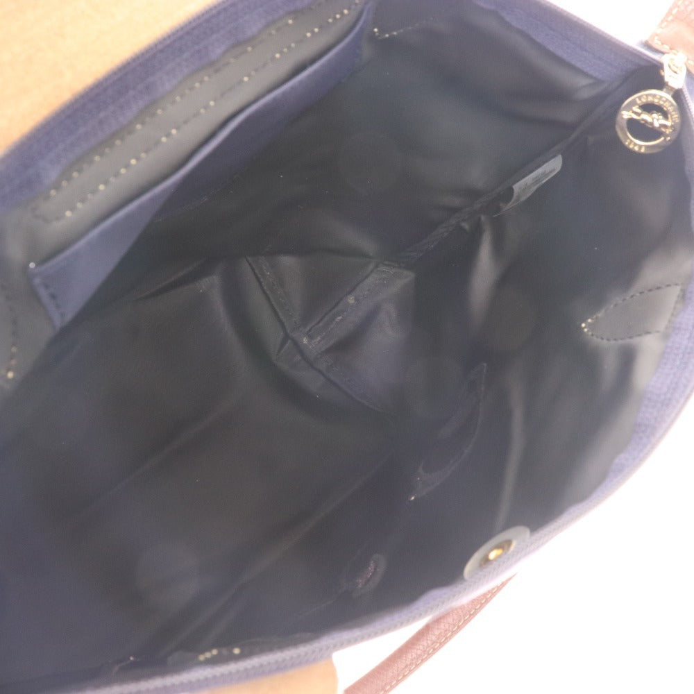 ■ Longchamp Tote Bag Miao Le Pliage Cat Handbag Nylon Tote Women's Navy