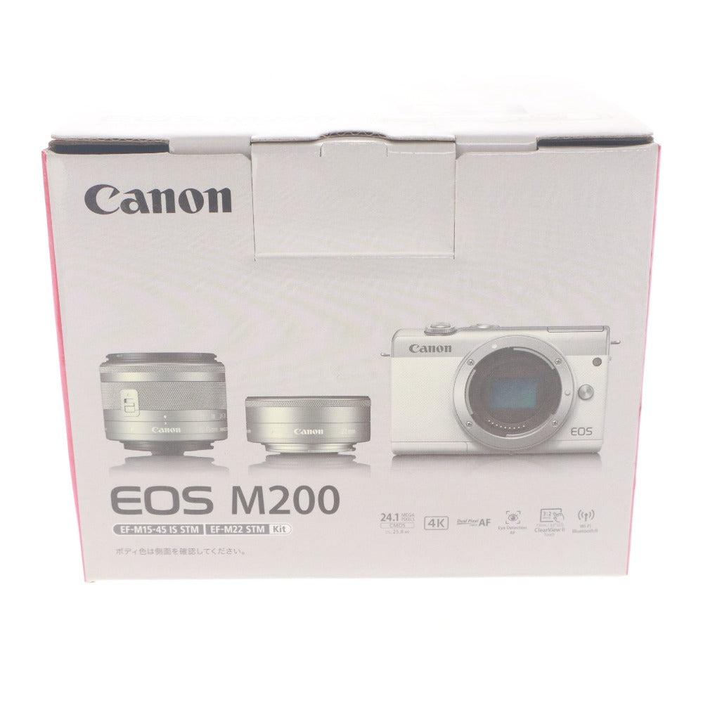 ■ Canon Digital Camera EOS M200 EF-M15-45 IS STM M22 15-45mm 1:3.5-6.3 Φ49 22mm 1:2 Φ43 Mirrorless Single-Lens Reflex Camera, with Box and Accessories, Operation Unconfirmed