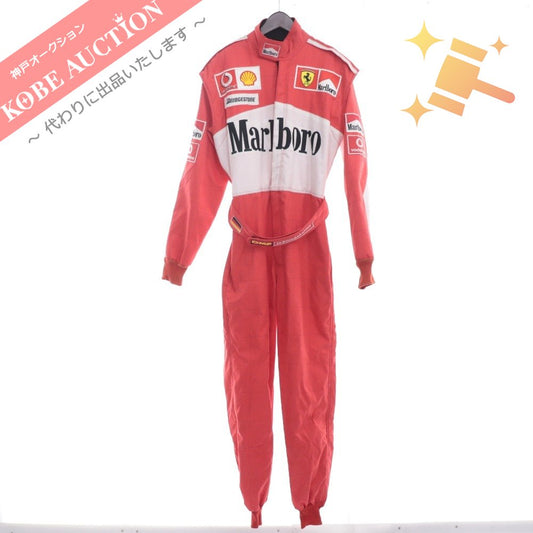 ■ ミハエルシューマッハ レーシングスーツ フェラーリ マルボロ ツナギ ワッペン メンズ S レッド