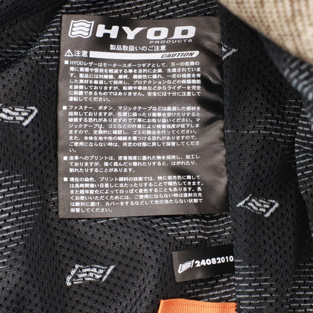 ■ HYOD ヒョードー レザージャケット 長袖 MHI-128-V ライティング バイク プロテクター 牛革 メンズ M ブラック系 未使用