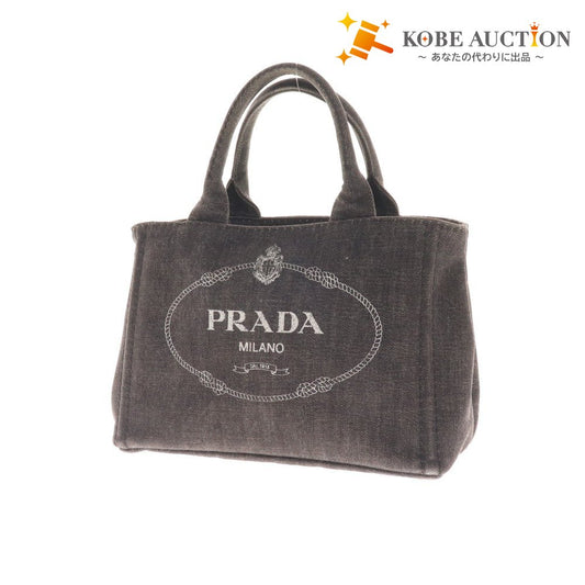 ■ Prada handbag tote bag denim canapa ladies black