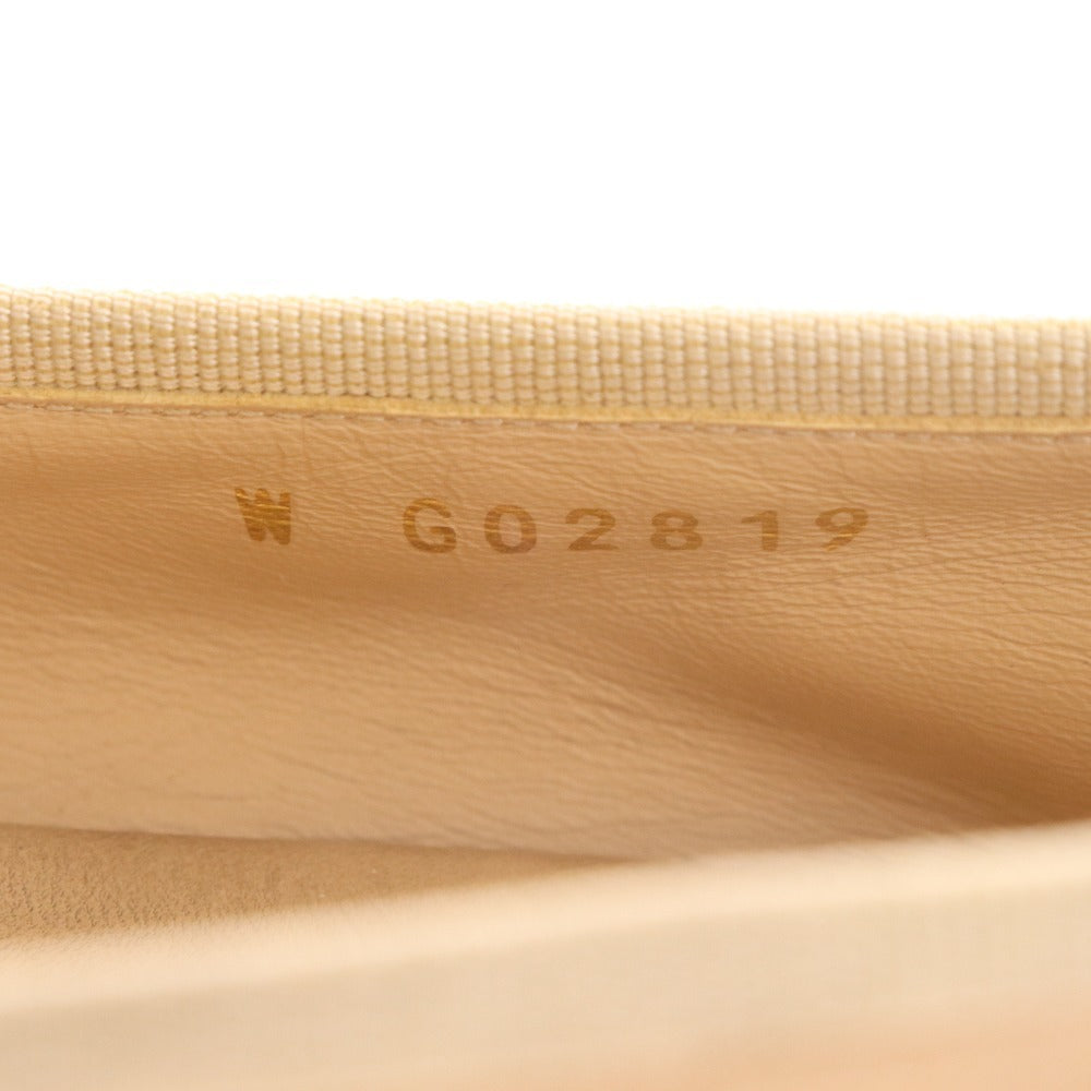 ■ シャネル バレリーナ パンプス フラットシューズ G02819 靴 リボン ラムスキン レディース 37.5 ブラック ベージュ 付属品付き