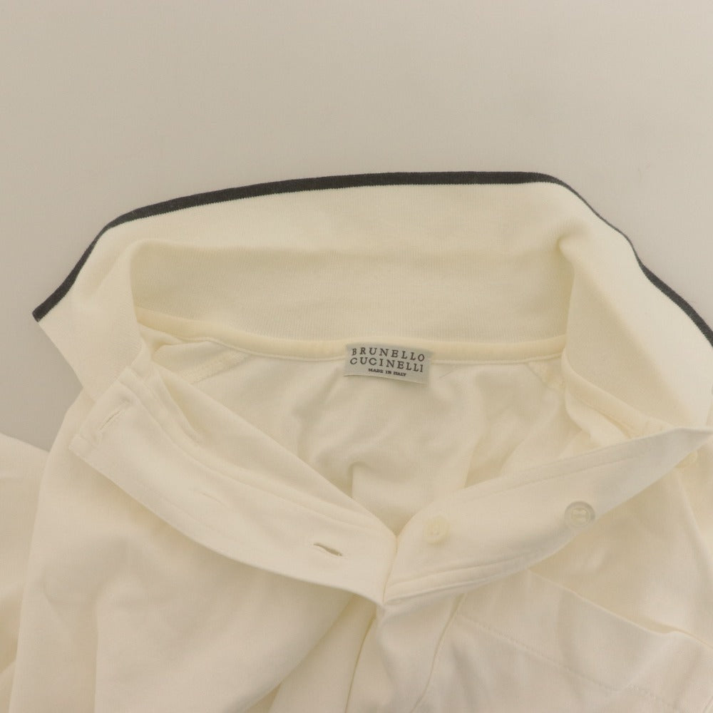 ■ BRUNELLO CUCINELLI ブルネロクチネリ ポロシャツ 半袖 トップス コットン ポケット レディース S ホワイト