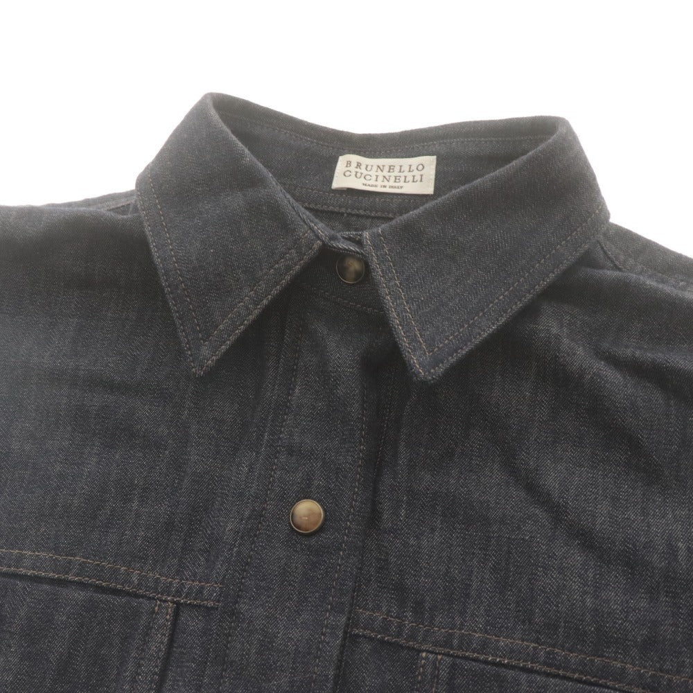 ■ BRUNELLO CUCINELLI ブルネロクチネリ シャツワンピース 半袖 トップス ボトムス デニム レディース S インディゴ