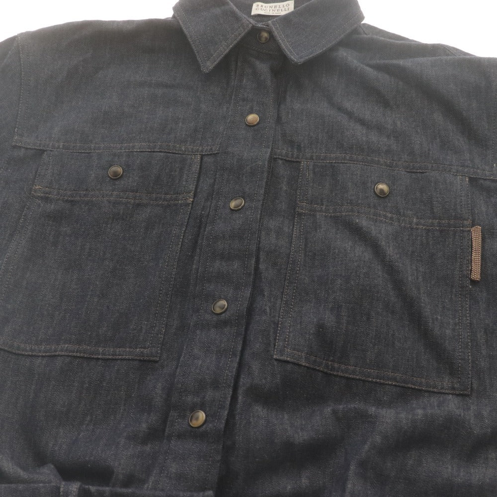 ■ BRUNELLO CUCINELLI ブルネロクチネリ シャツワンピース 半袖 トップス ボトムス デニム レディース S インディゴ