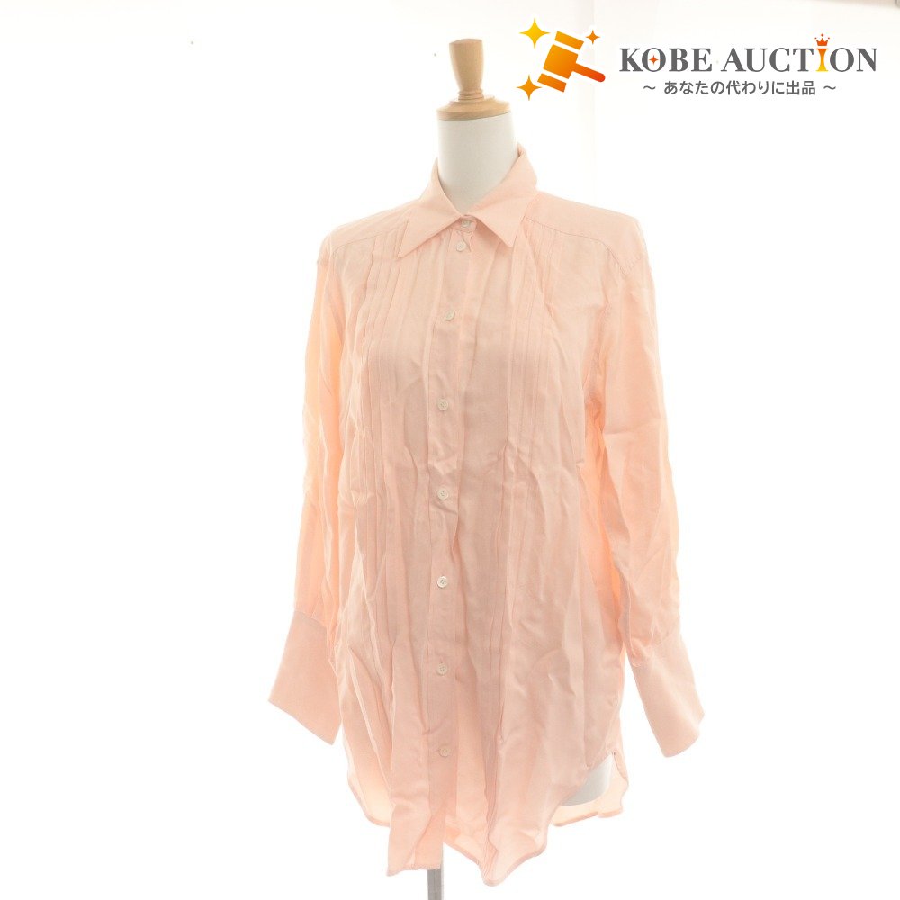 ■ CELINE Blouse Shirt Long Sleeve Top Pleats Women's 36 Pink
