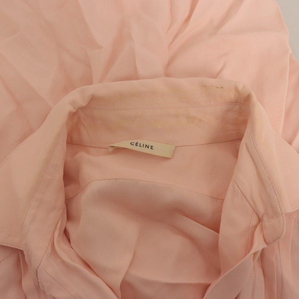 ■ CELINE Blouse Shirt Long Sleeve Top Pleats Women's 36 Pink
