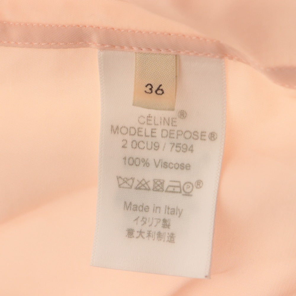 ■ CELINE Blouse Shirt Long Sleeve Top Pleats Women's 36 Pink