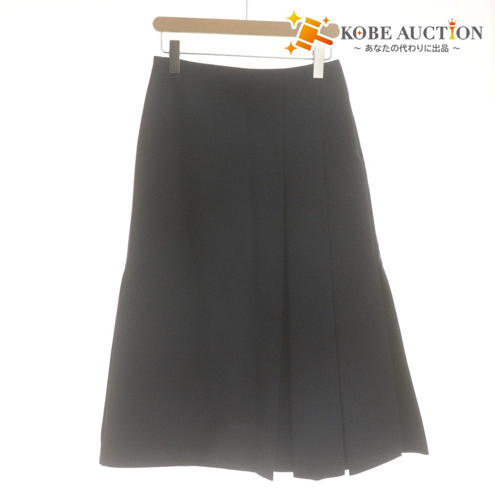■ FENDI Skirt Midi Length Bottoms Side Slit Pleats Women's 40 Navy