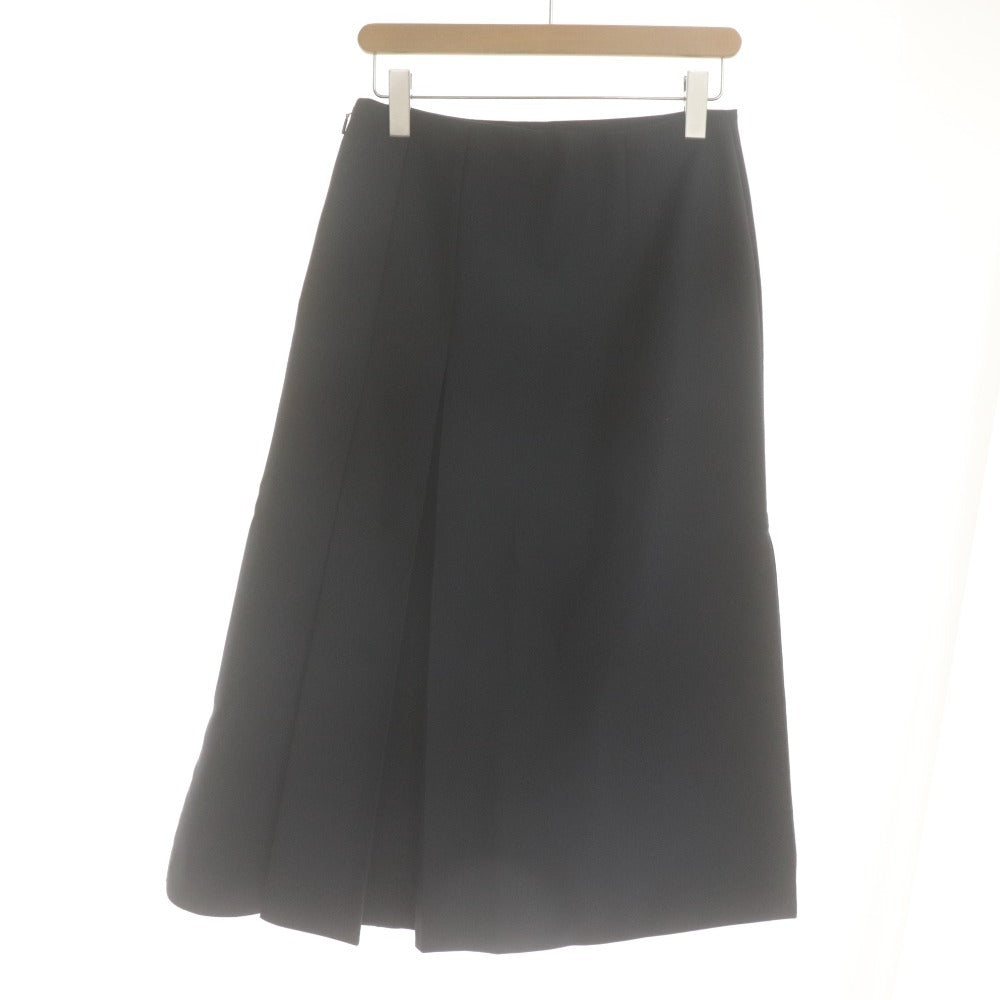 ■ FENDI Skirt Midi Length Bottoms Side Slit Pleats Women's 40 Navy